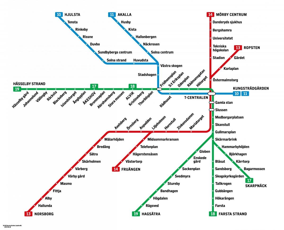 ストックホルムの地下鉄駅の地図