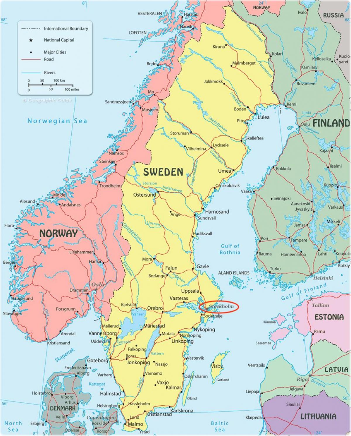 スウェーデンのストックホルムの地図