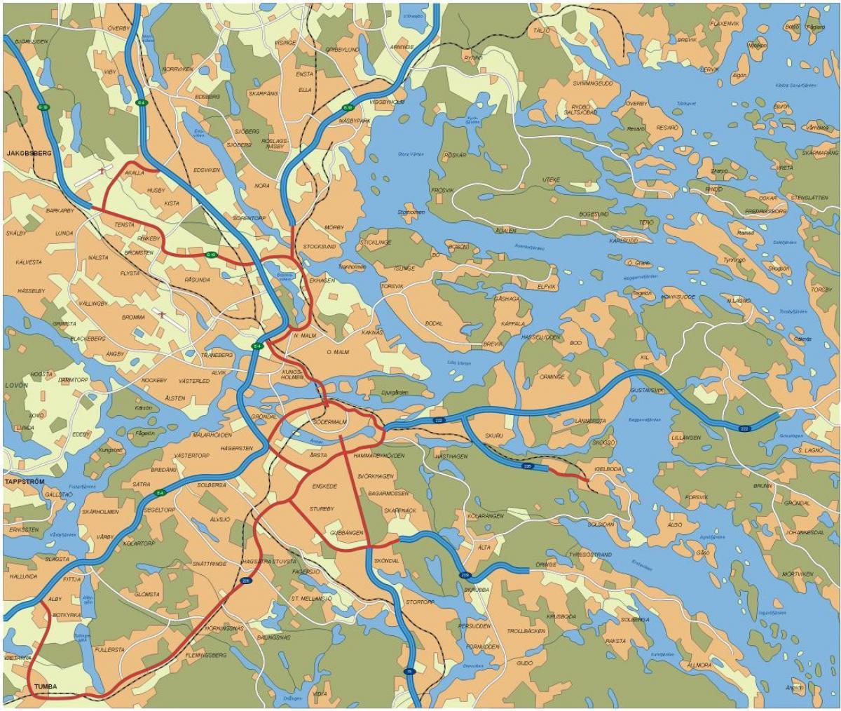 ストックホルムの道路地図